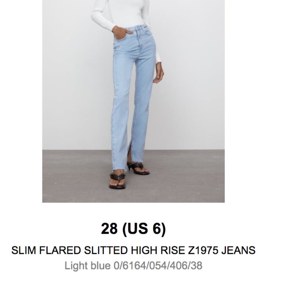Zara blue SLIM FLARED SLITTED HIGH RISE JEANS